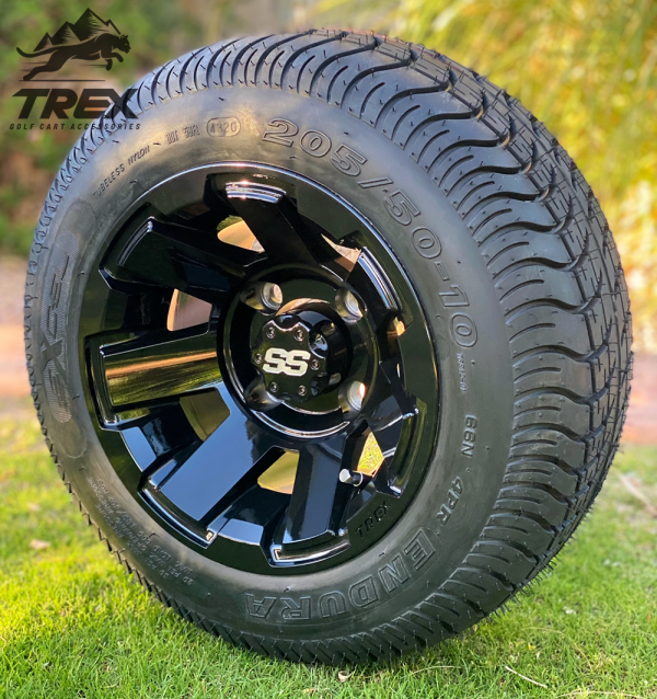 10″ ATLAS BLACK WHEELS AND 205/50-10 LOW PROFILE DOT TIRES COMBO – SET OF 4